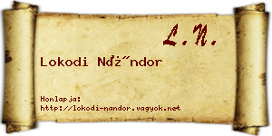 Lokodi Nándor névjegykártya